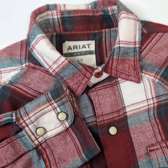 Ariat Other - Ariat Retro Fit Flannel Men's Small Plaid‎ Hillsboro Pearl Snap Long Sleeve